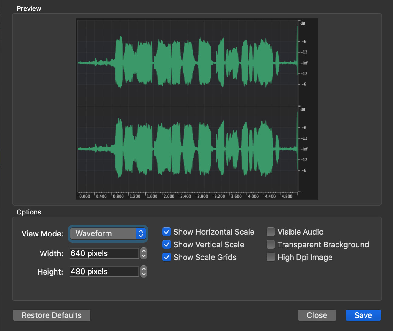 Ocenaudio Editor Screenshot Settings