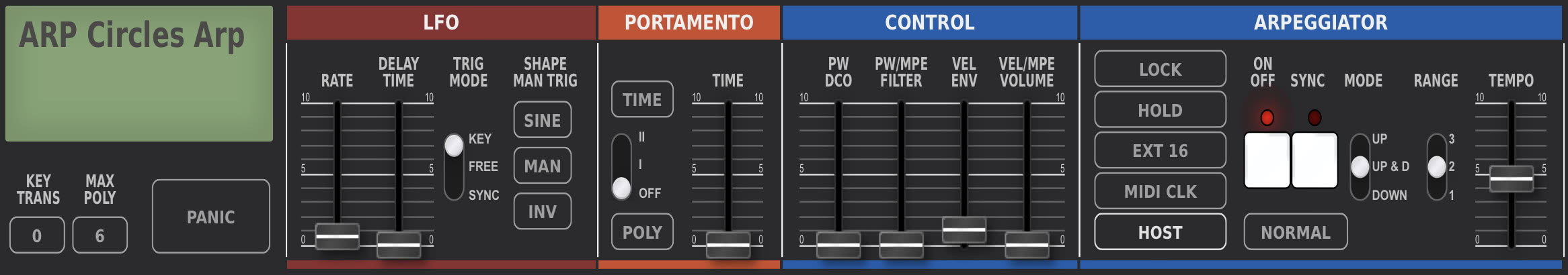 TAL-U-NO-LX Controls Section